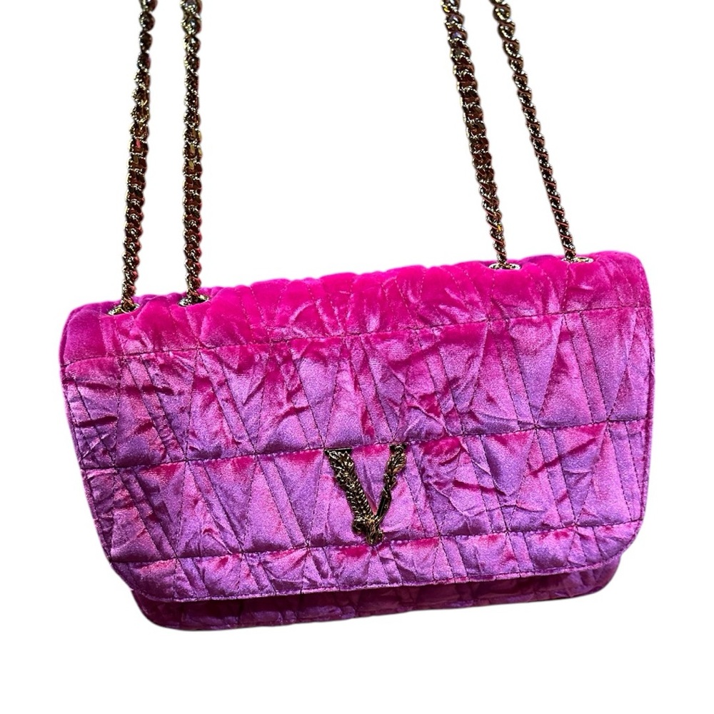 Versace virtus pink suede bag